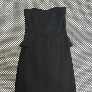 White House Black Market Strapless Black Peplum Midi Dress